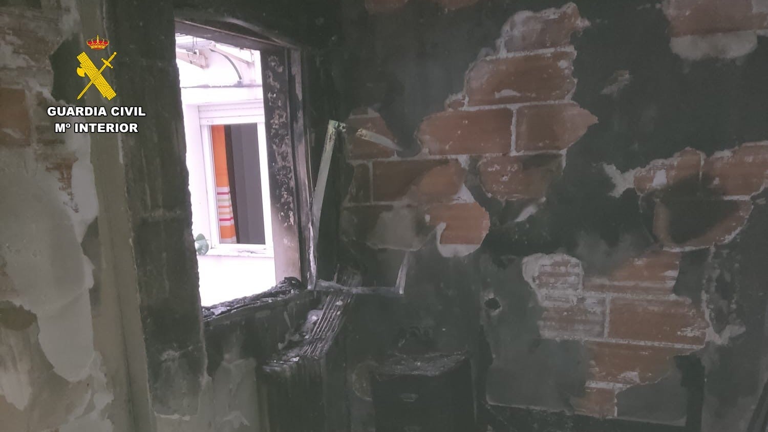 Habitación tras el incendio.