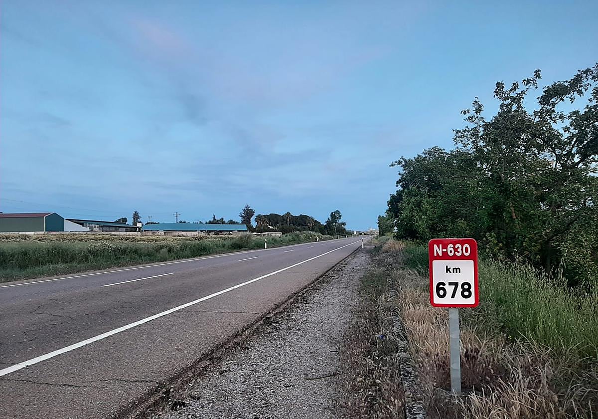 Imagen de la N-630 en el kilómetro 678.