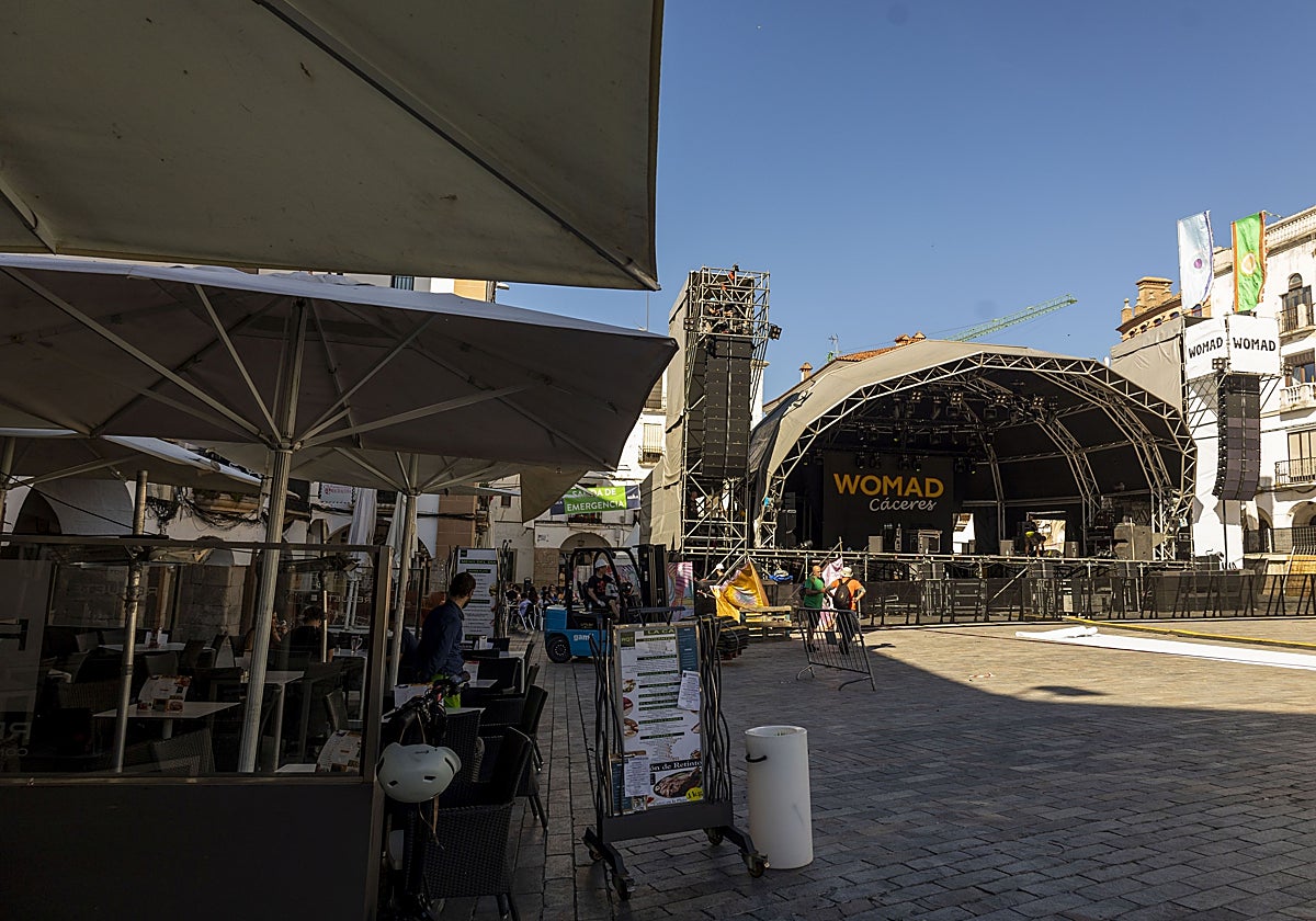 El escenario de la Plaza Mayor de Cáceres acogerá la mayor parte de los conciertos del Womad.