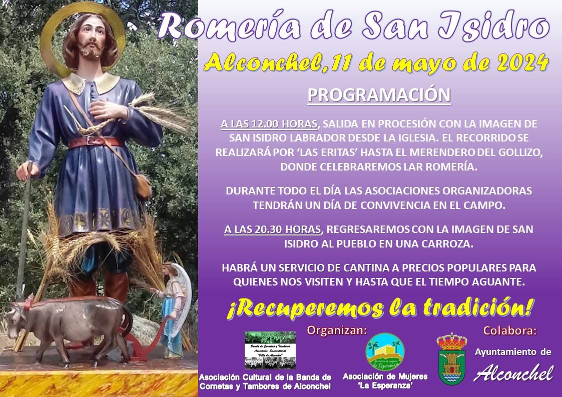 Cartel de la romería de San Isidro en Alconchel para este año.