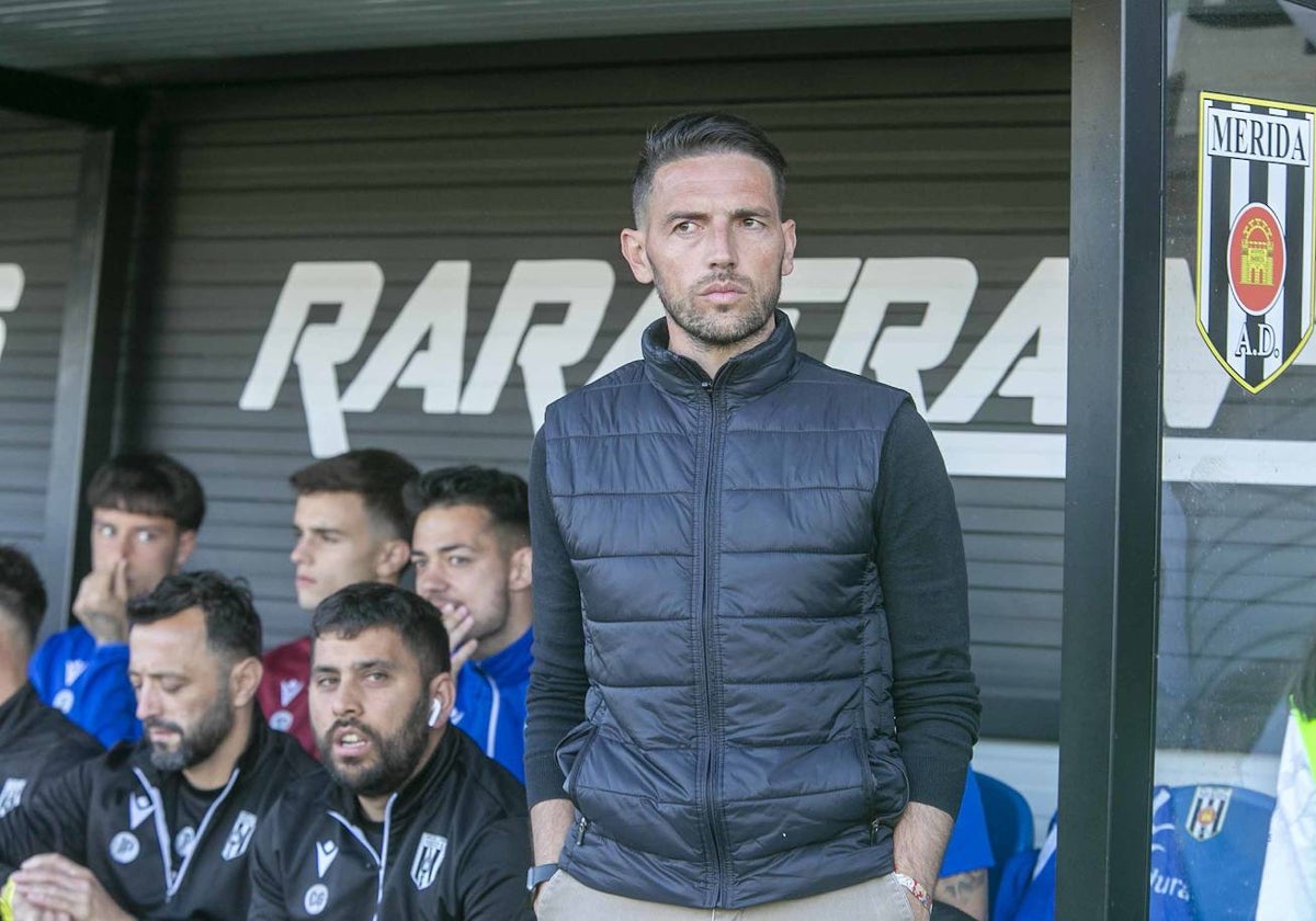 David Rocha durante el partido del Mérida ante el Sanluqueño.