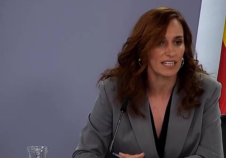 La ministra de Sanidad, Mónica García, en su comparecencia este martes.