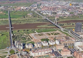 Reproducción de cómo quedará el nuevo puente, más próximo al Puente Real, que estudia la Junta de Extremadura.