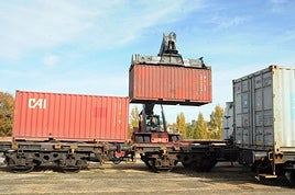 Tren de mercancías en Mérida.