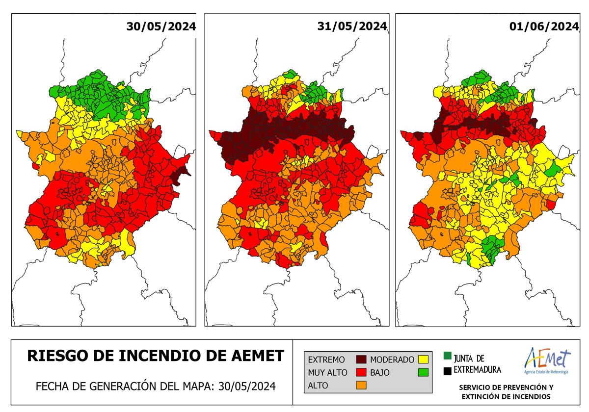 La zona de la cuenca del Tajo estará este viernes en riesgo extremo de incendio