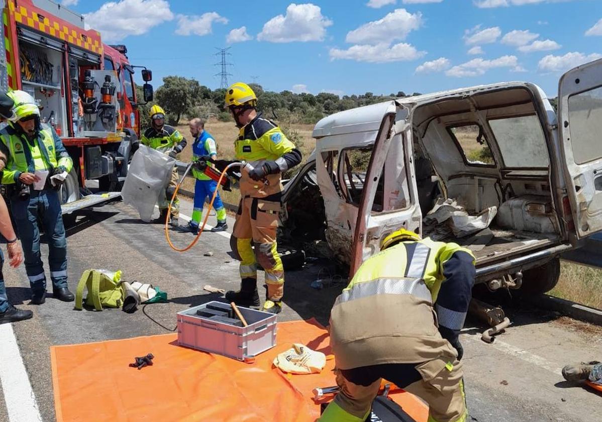 Así quedó el vehículo del último accidente mortal ocurrido en Extremadura, concretamente en Trujillo.