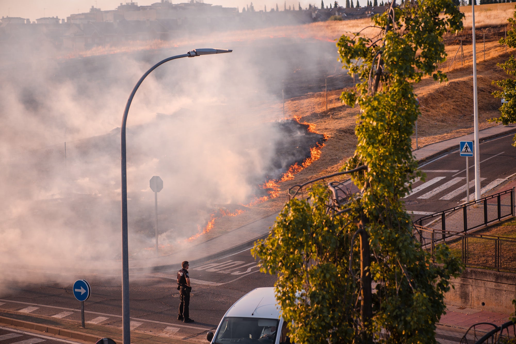 Así ha sido el llamativo incendio de pastos en Mérida