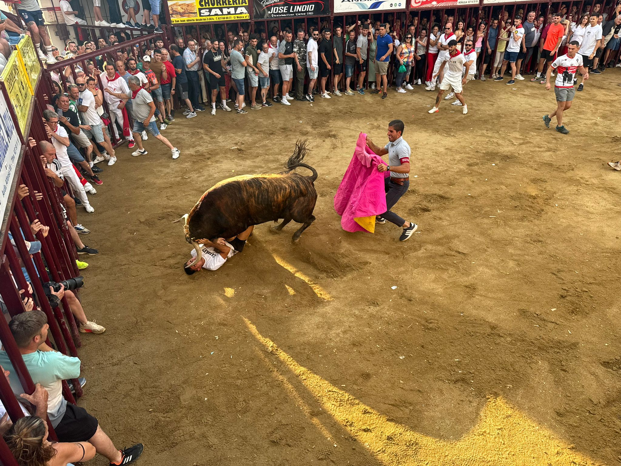 Así ha sido el espeluznante revolcón de un toro a un corredor en Coria