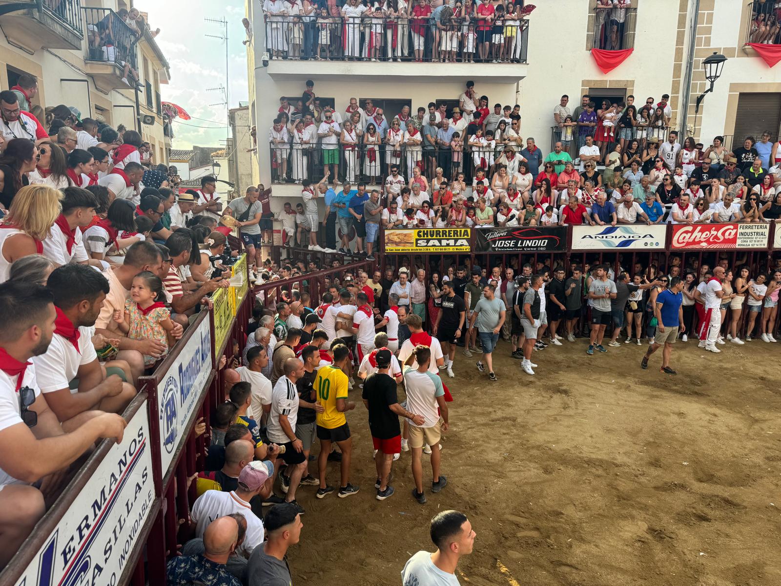 Así ha sido el espeluznante revolcón de un toro a un corredor en Coria