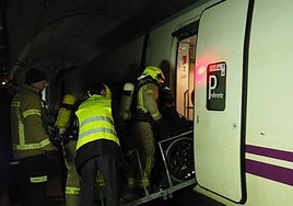 Simulacro realizado en el túnel en abril de 2022 con rampas portátiles.