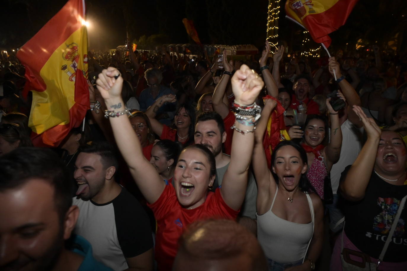 Celebración de la victoria de España en Badajoz