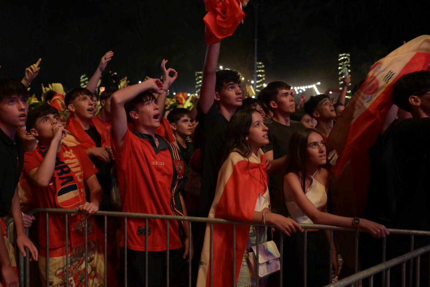 Celebración de la victoria de España en Badajoz