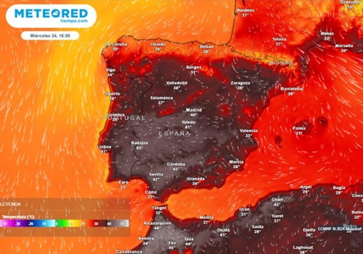 Mapa de alertas por altas temperaturas.