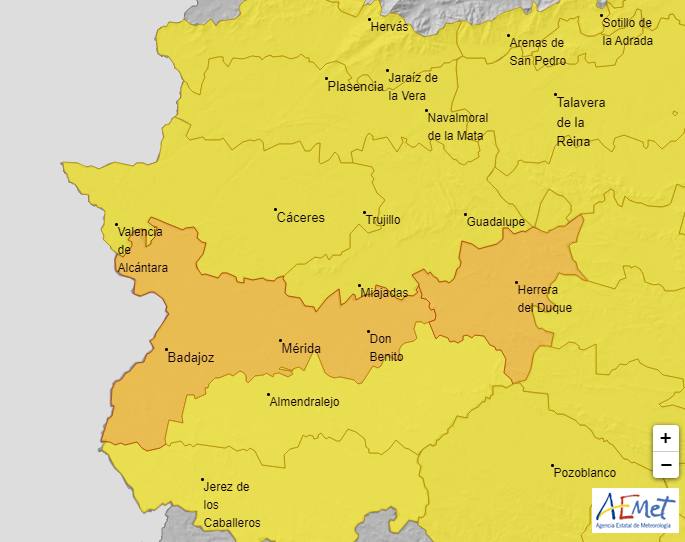 Mapa de alertas por altas temperaturas.