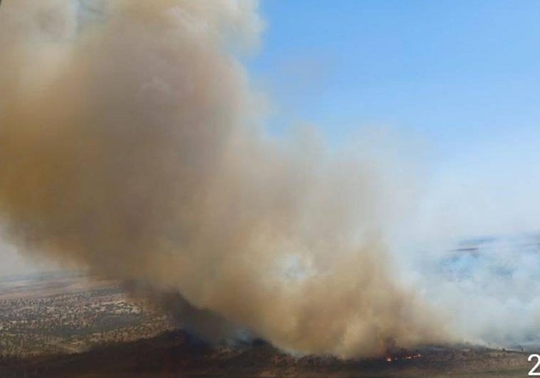 Incendio registrado en la tarde de este miércoles en el término municipal de Ribera del Fresno.