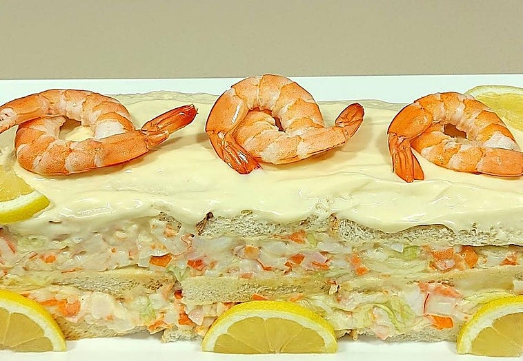 Pastel frío de langostinos