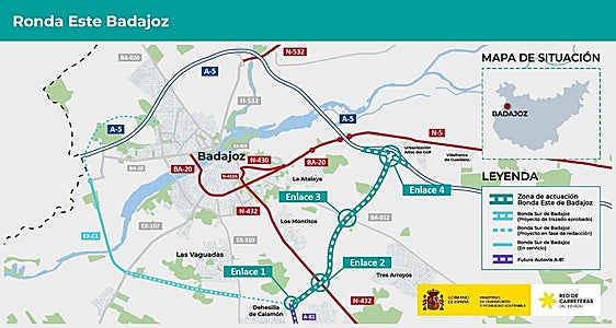 Transportes adjudica por 2,78 millones de euros la redacción del proyecto de la Ronda Este de Badajoz