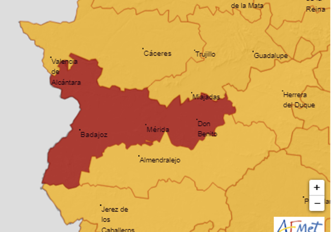 Alerta roja en Extremadura.