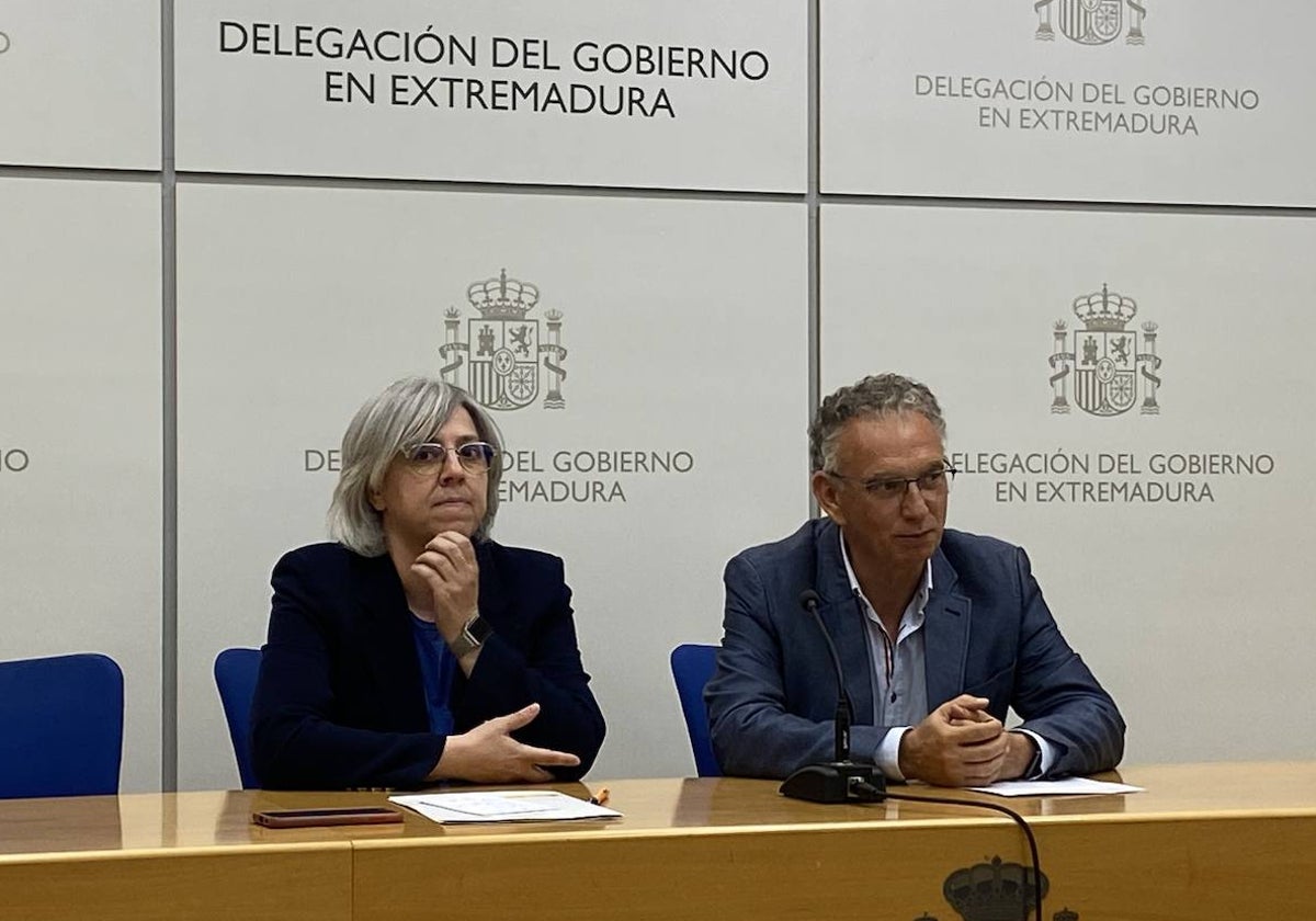 Leire Iglesias, directora general del Sepes, y José Luis Quintana, delegado del Gobierno en Extremadura.