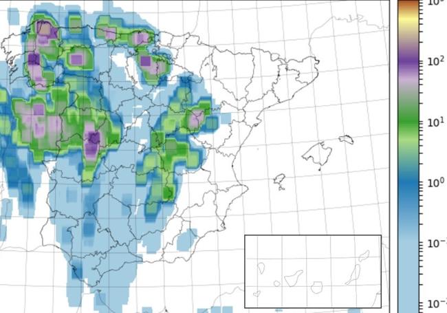 Actividad de los rayos que se espera para este lunes.