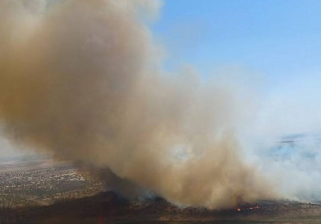 Imagen aérea del incendio originado en Ribera del Fresno.