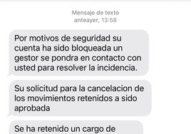 Cadena de sms enviados por el delincuente.