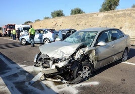 Foto de 2011 de un accidente en la N-432 Badajoz-Granada.