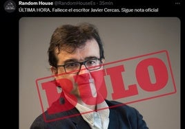 Mensaje publicado en la red social X por una cuenta falsa que suplantaba a la editorial con la que publicará Cercas.