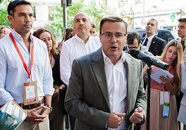 El secretario general del PSOE de Extremadura, Miguel Ángel Gallardo, este sábado en el Comité Federal en Ferraz.