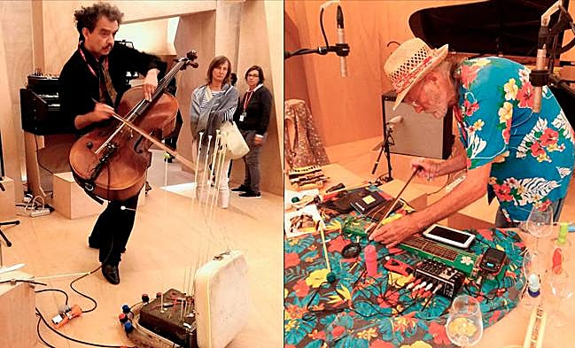 Dr.Truna y Mike Cooper durante su propuesta de improvisación en la Bienal de Venecia en 2017.