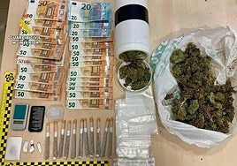 Droga incautada, dinero en efectivo y otros efectos.