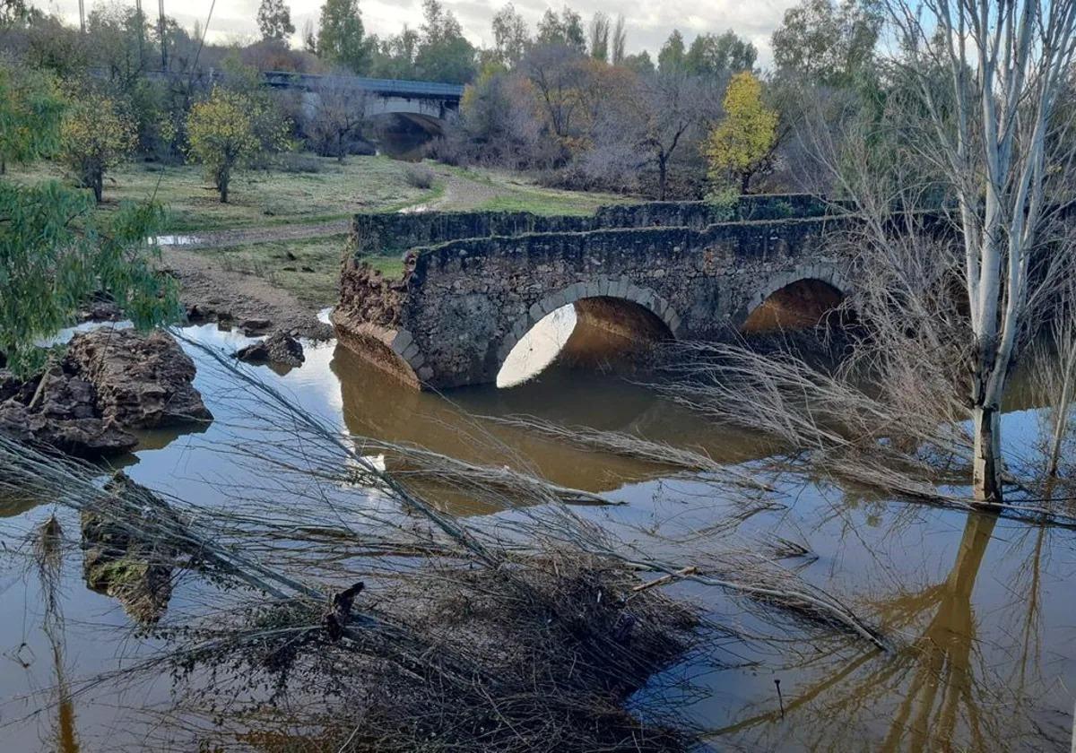 Imagen de archivo del río Gévora a su paso por el puente de Cantillana.