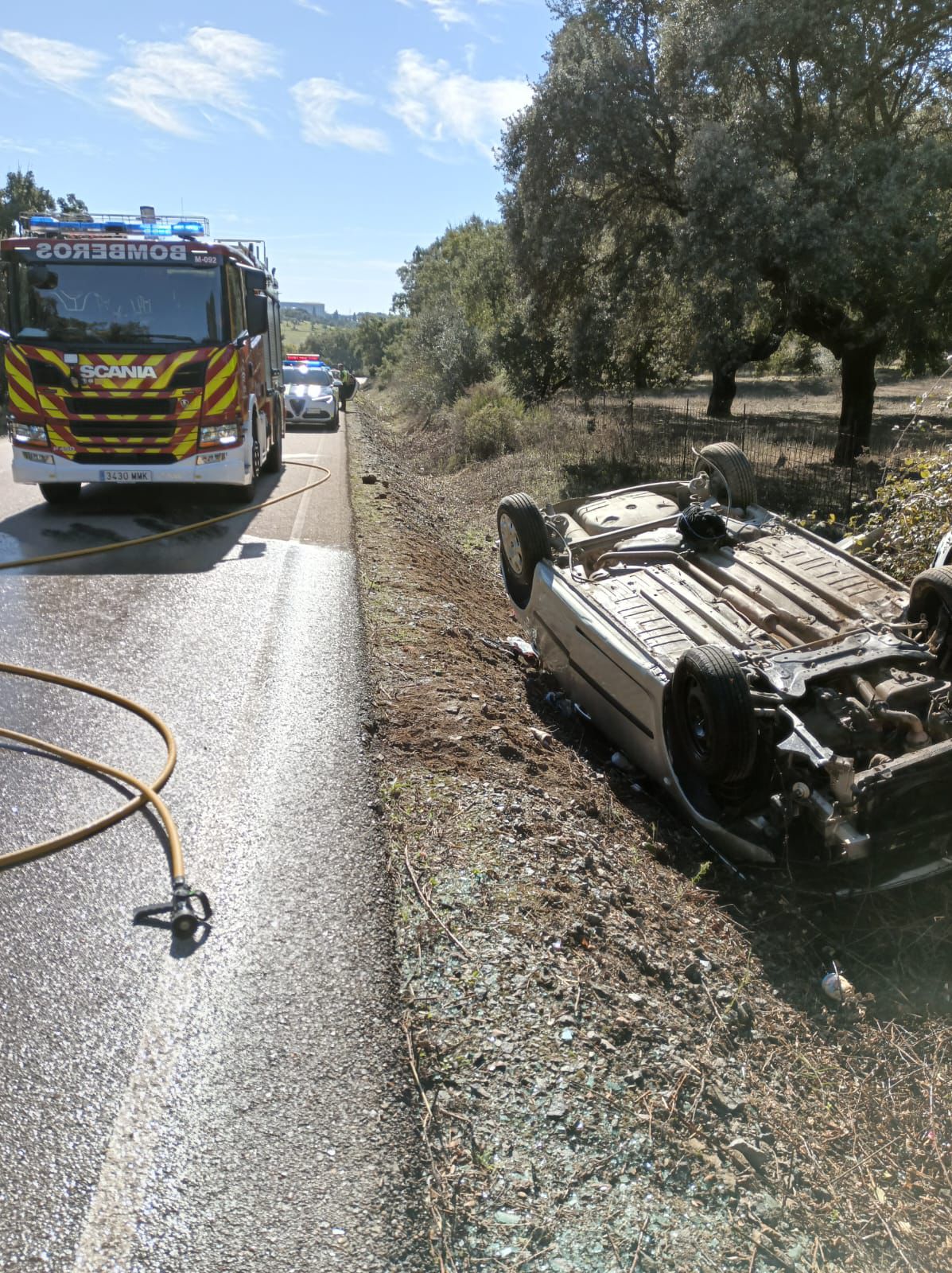 Así ha quedado el vehículo accidentado en Jerez de los Caballeros