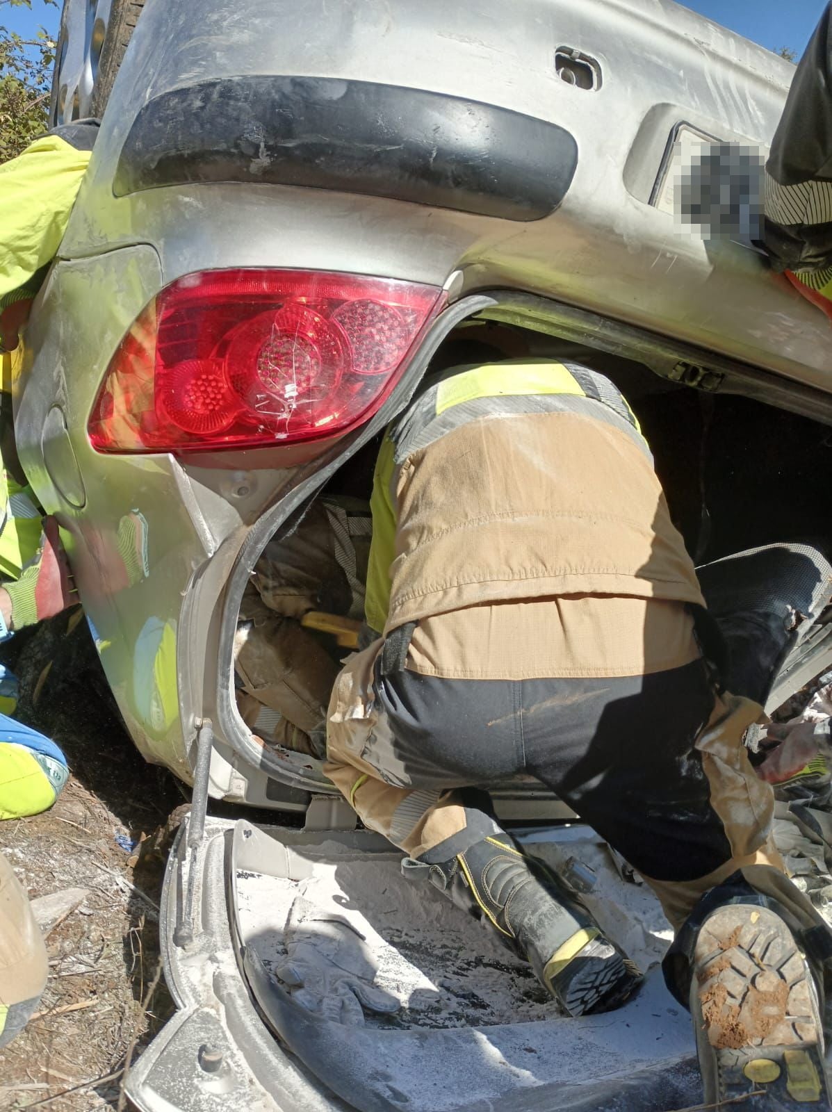 Así ha quedado el vehículo accidentado en Jerez de los Caballeros