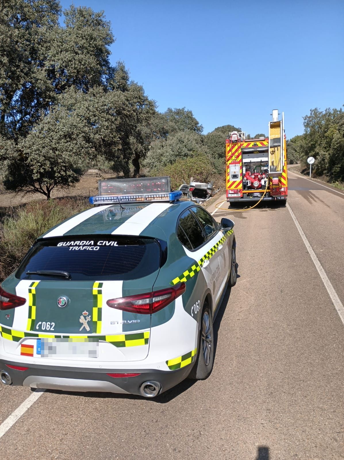 Así ha quedado el vehículo accidentado en Jerez de los Caballeros