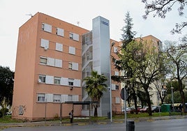 Bloque de pisos con ascensor exterior en la Avda. del Peru.