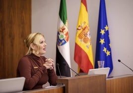 La consejera de Hacienda de la Junta, Elena Manzano, en la presentación de los Presupuestos de 2025.