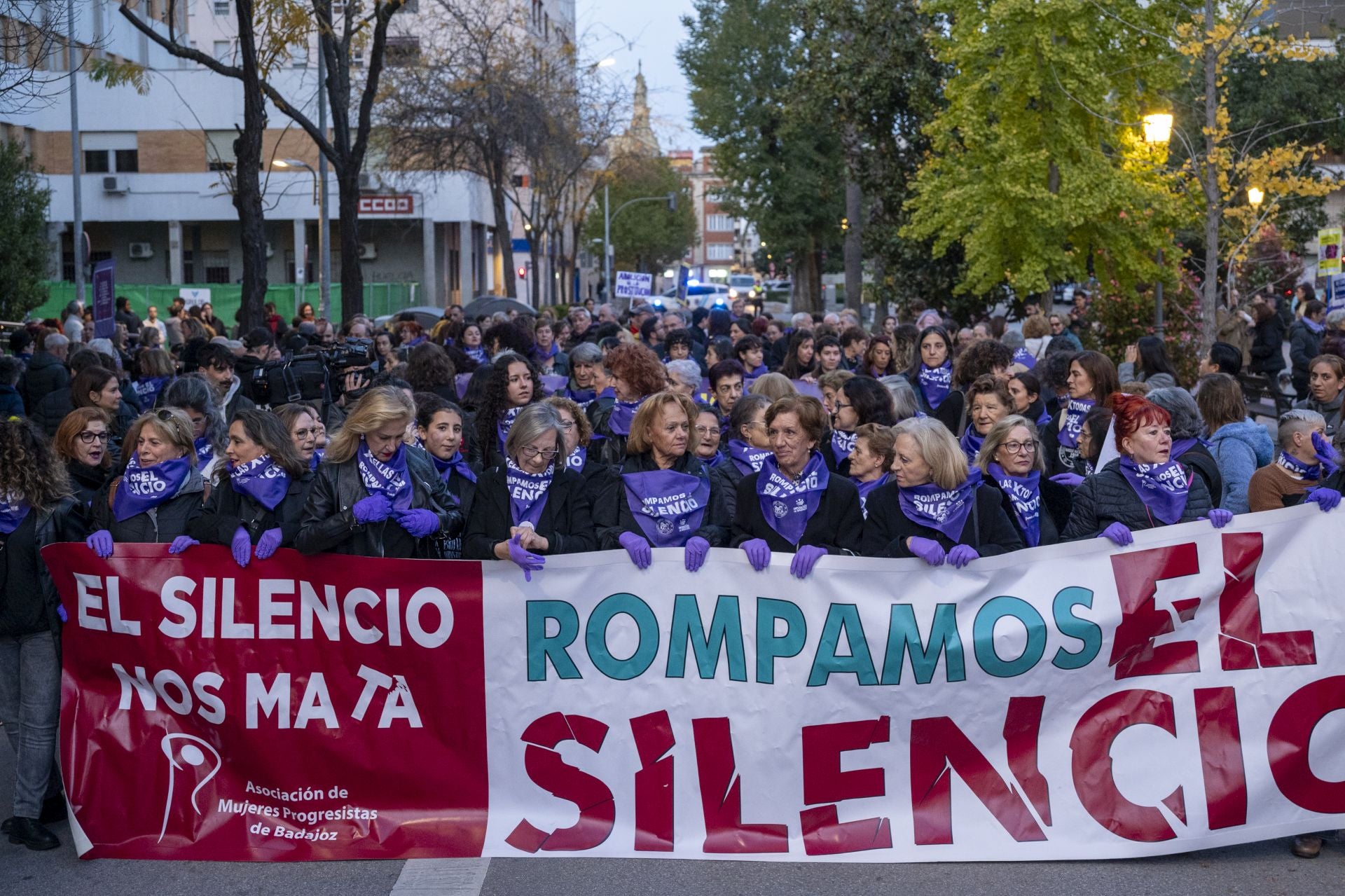 Cabecera de la manifestación del 25N en Badajoz. 