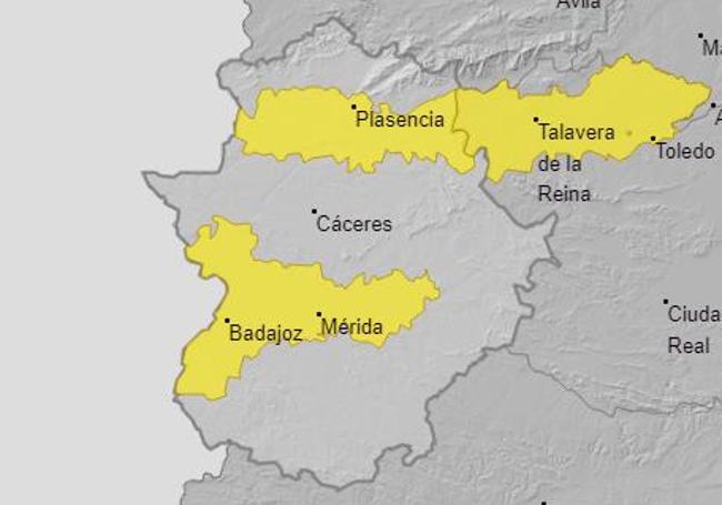 Mapa de avisos de la Agencia Estatal de Meteorología para este miércoles.