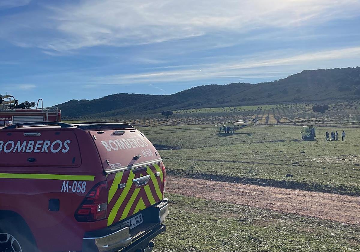 Al lugar del siniestro laboral se trasladaron una helicóptero del SES, una dotalción de bomberos del Cpei y una unidad medicalizada.
