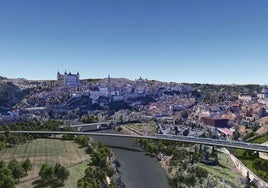 Propuesta del paso del AVE a través de un viaducto sobre el Tajo.