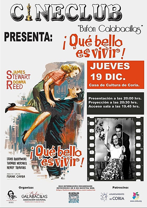 Cineclub Bufón Calabacillas presenta «¡Qué bello es vivir!» en la Casa de Cultura de Coria