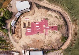 Vista aérea del yacimiento del Turuñuelo en Guareña.