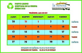 Horario del punto limpio para el mes de enero