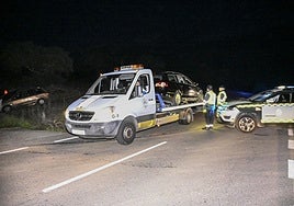 El coche en el que fue tiroteado Jesús Rocho.