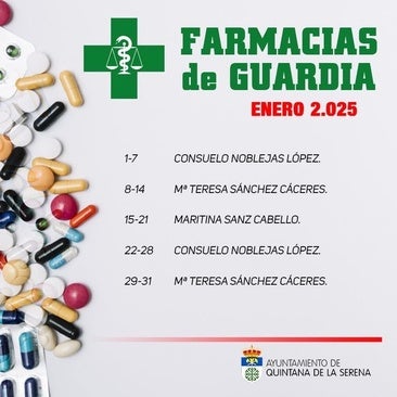 Publicado el horario de las farmacias para el mes de enero