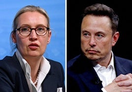 La líder del partido ultraderechista alemán AfD, Alice Weidel, y el multimillonario estadounidense Elon Musk.