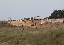 Obras del primer tramo de la autovía entre Cáceres y Badajoz.