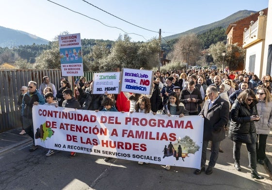 Protesta en favor del mantenimiento del PAF en Las Hurdes.