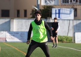 Borja Domingo durante su primer entrenamiento.